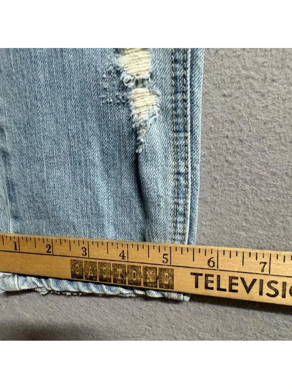 Empyre Verge Mens Distressed Skinny Jeans Size 30 Light Wash Ripped Denim